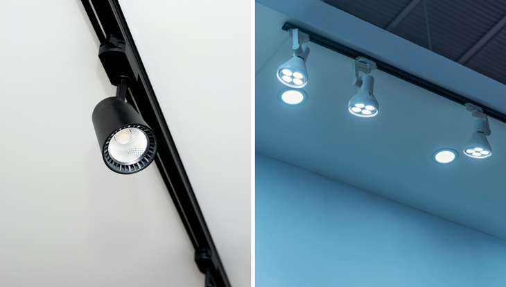 What is the difference between track lighting and rail lighting?