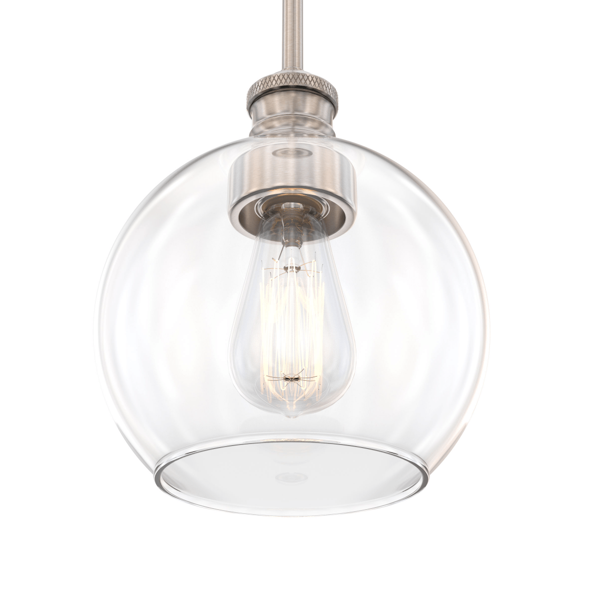 1 - Light Clear Glass Pendant Lighting Fixture with Brushed Nickel Finish, E26 Base, UL Listed for Damp Location - LEDMyPlace