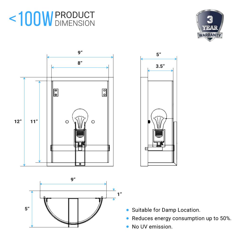 1 - Light, Decorative ARC Wall Sconce Fixture, Brushed Nickel Finish with White glass shade, Dim: 9" W x 12"H x 5"E, Hallway Light Fixtures - LEDMyPlace