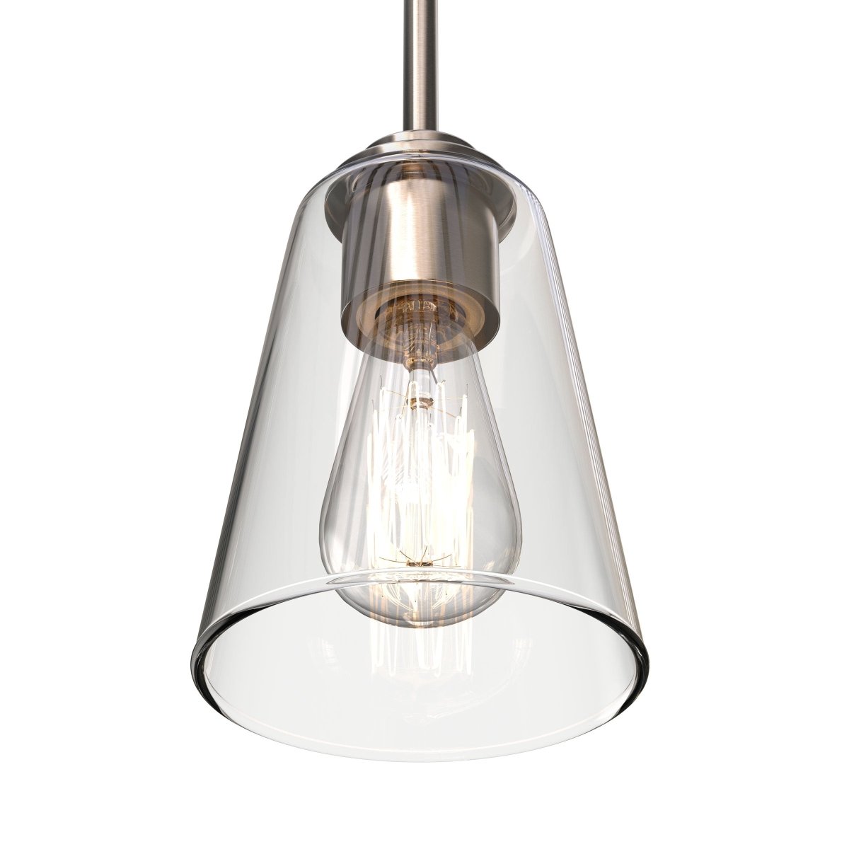 1 - Light Flared Shape Pendant Lighting Fixture with Clear Glass Shade, E26 Base, UL Listed for Damp Location - LEDMyPlace