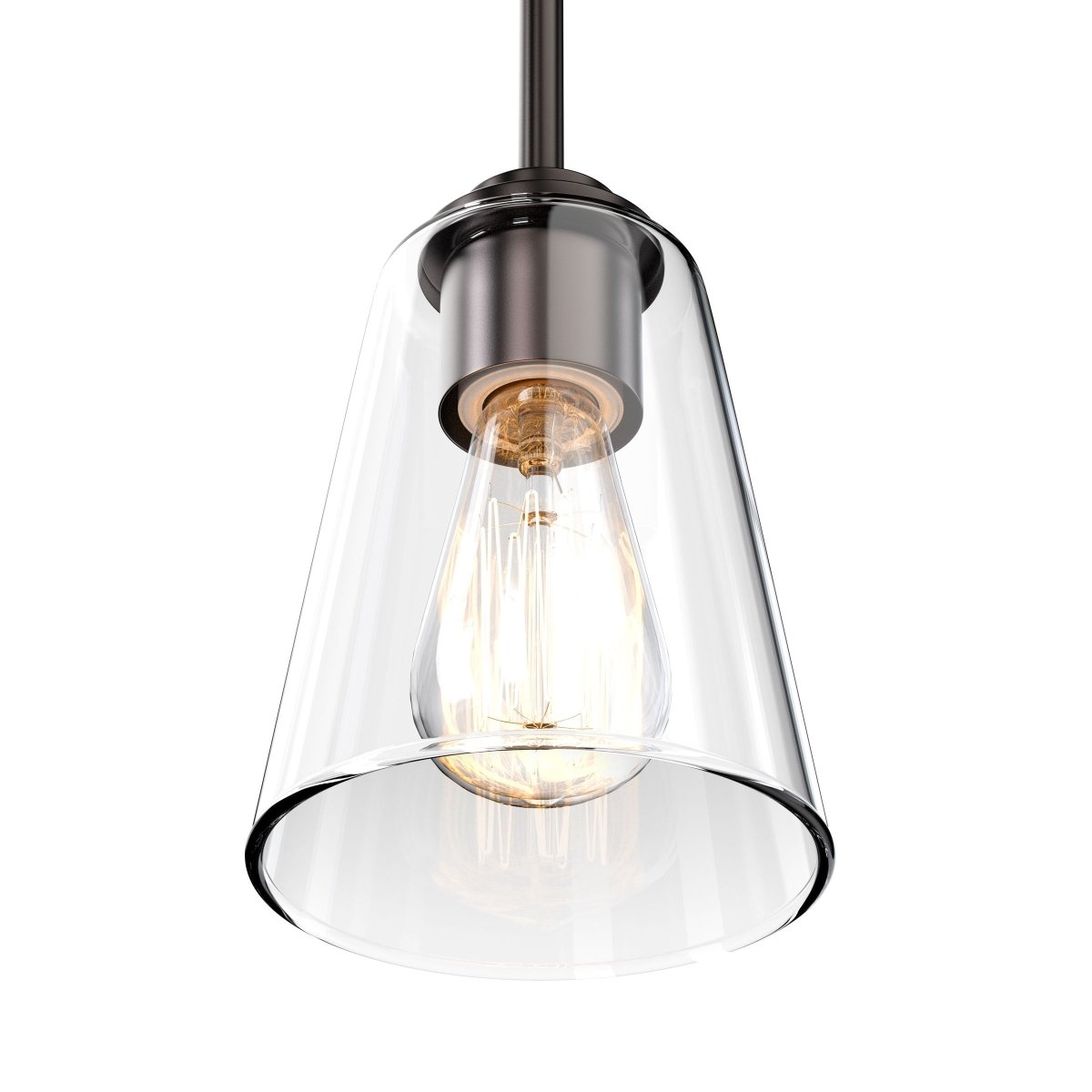 1 - Light Flared Shape Pendant Lighting Fixture with Clear Glass Shade, E26 Base, UL Listed for Damp Location - LEDMyPlace