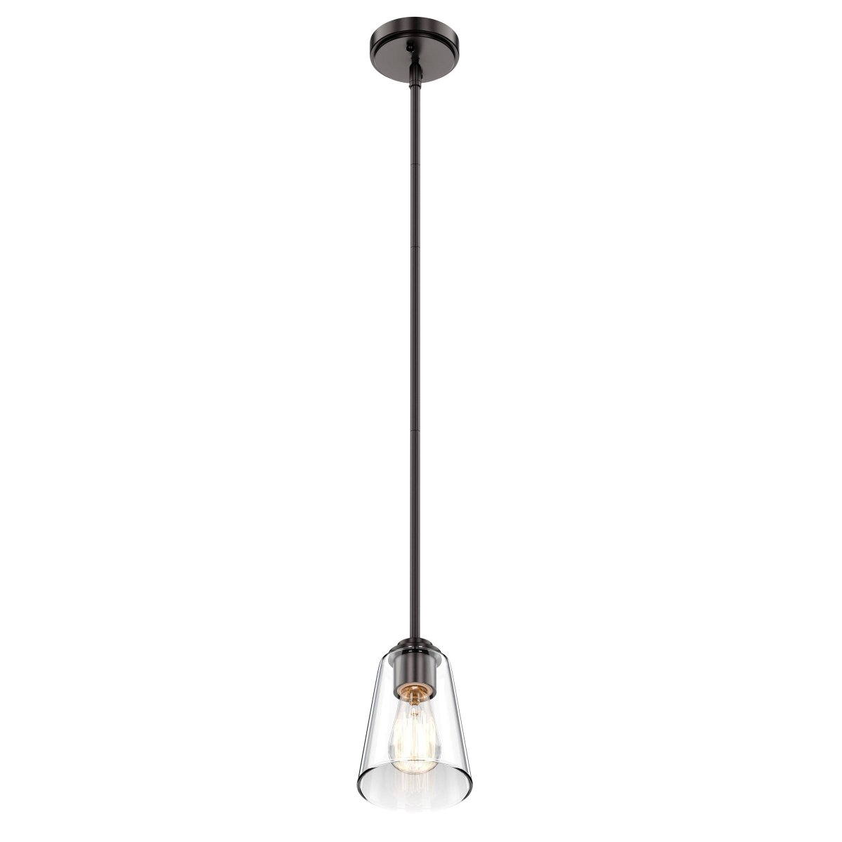 1 - Light Flared Shape Pendant Lighting Fixture with Clear Glass Shade, E26 Base, UL Listed for Damp Location - LEDMyPlace