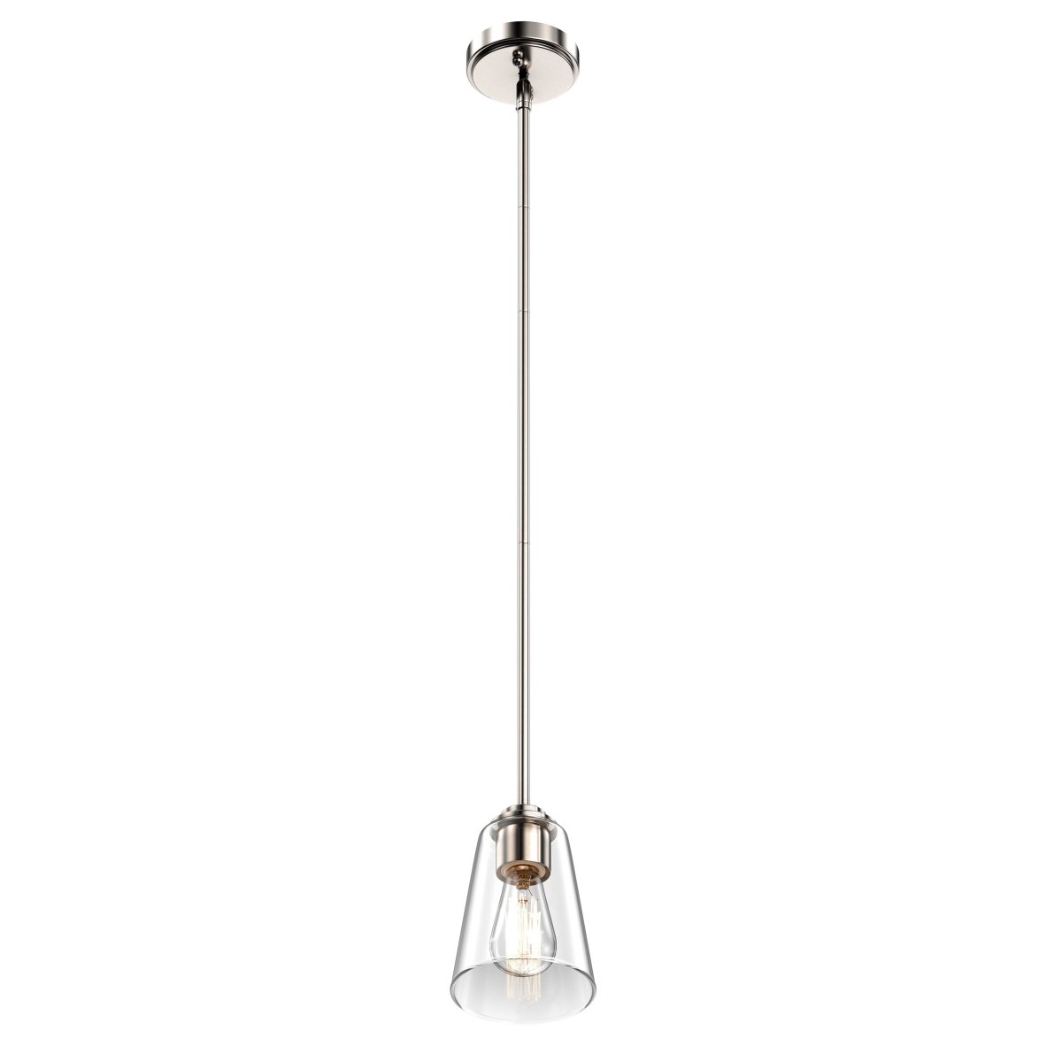 1 - Light Flared Shape Pendant Lighting Fixture with Clear Glass Shade, E26 Base, UL Listed for Damp Location - LEDMyPlace