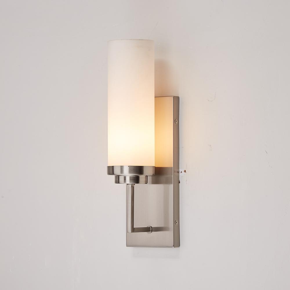 1 - Light, LED Wall Sconce Light, Brushed Nickel with Opal Glass Shade, Decorative Wall Lamp, Hallway Light Fixtures, Dim: W4.6"xH15"xE3.5" - LEDMyPlace