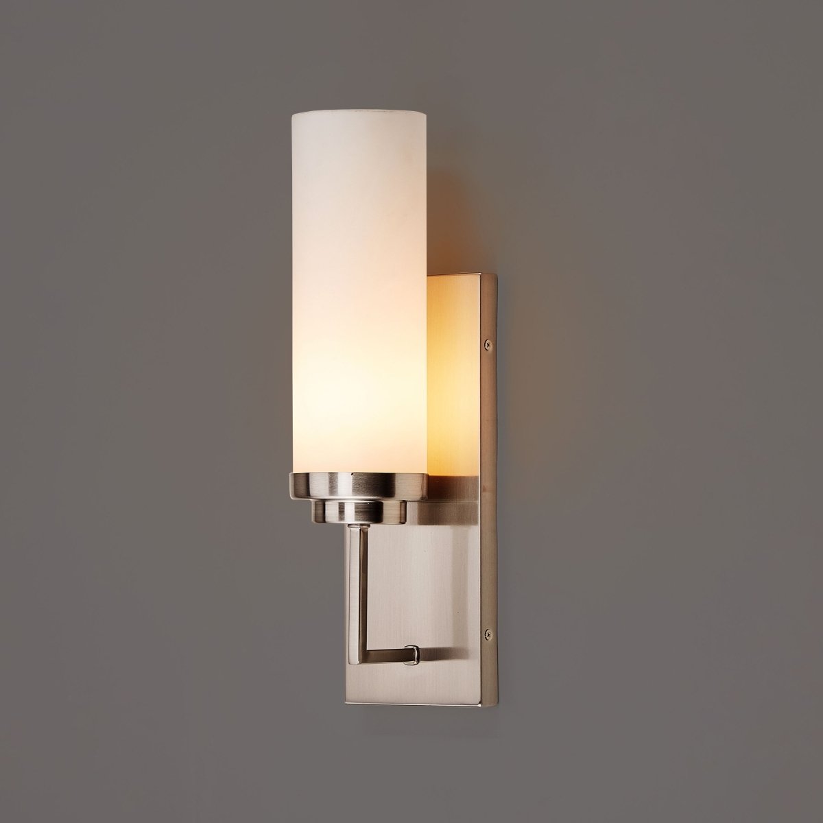 1 - Light, LED Wall Sconce Light, Brushed Nickel with Opal Glass Shade, Decorative Wall Lamp, Hallway Light Fixtures, Dim: W4.6"xH15"xE3.5" - LEDMyPlace