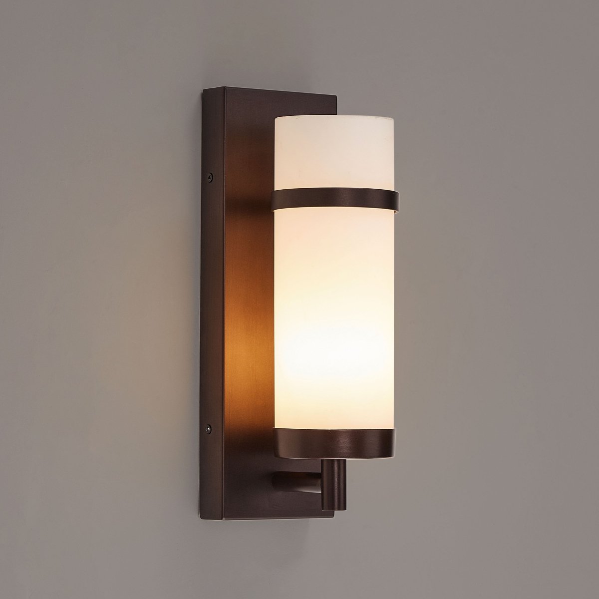 1 - Light, Oil Rubbed Bronze/Satin Nickel Finish Wall Sconce with White Glass shade, Wall Mounted Lamps for Home Hotel Corridor Restaurant - LEDMyPlace