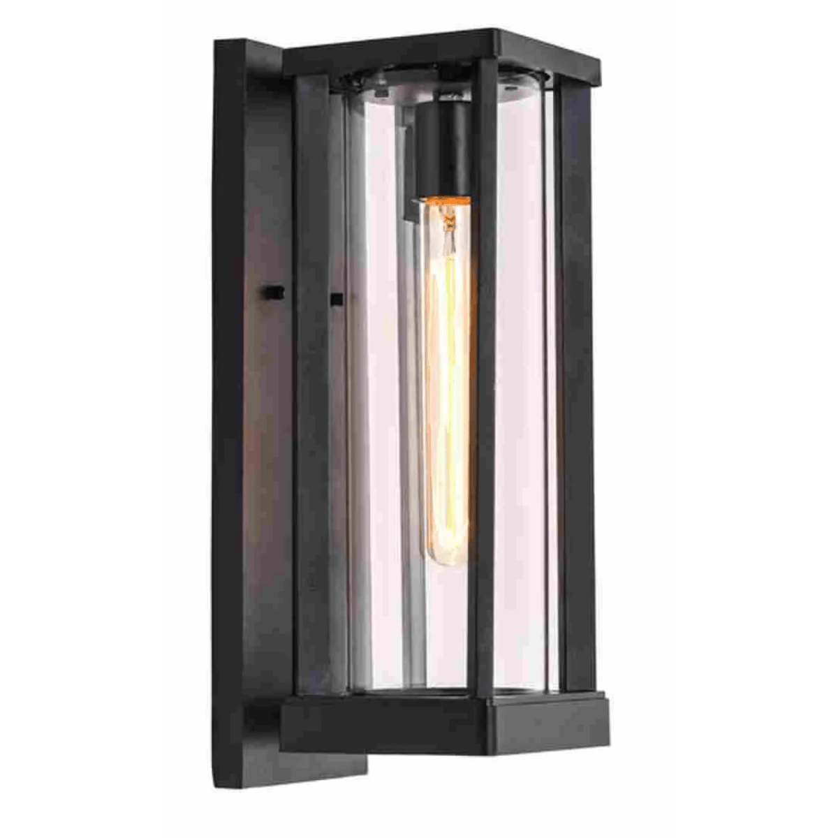 1 Light Outdoor Wall Sconce, Black, Clear Glass, E26 Base, 1X60W, Wall Light Fixtures - LEDMyPlace