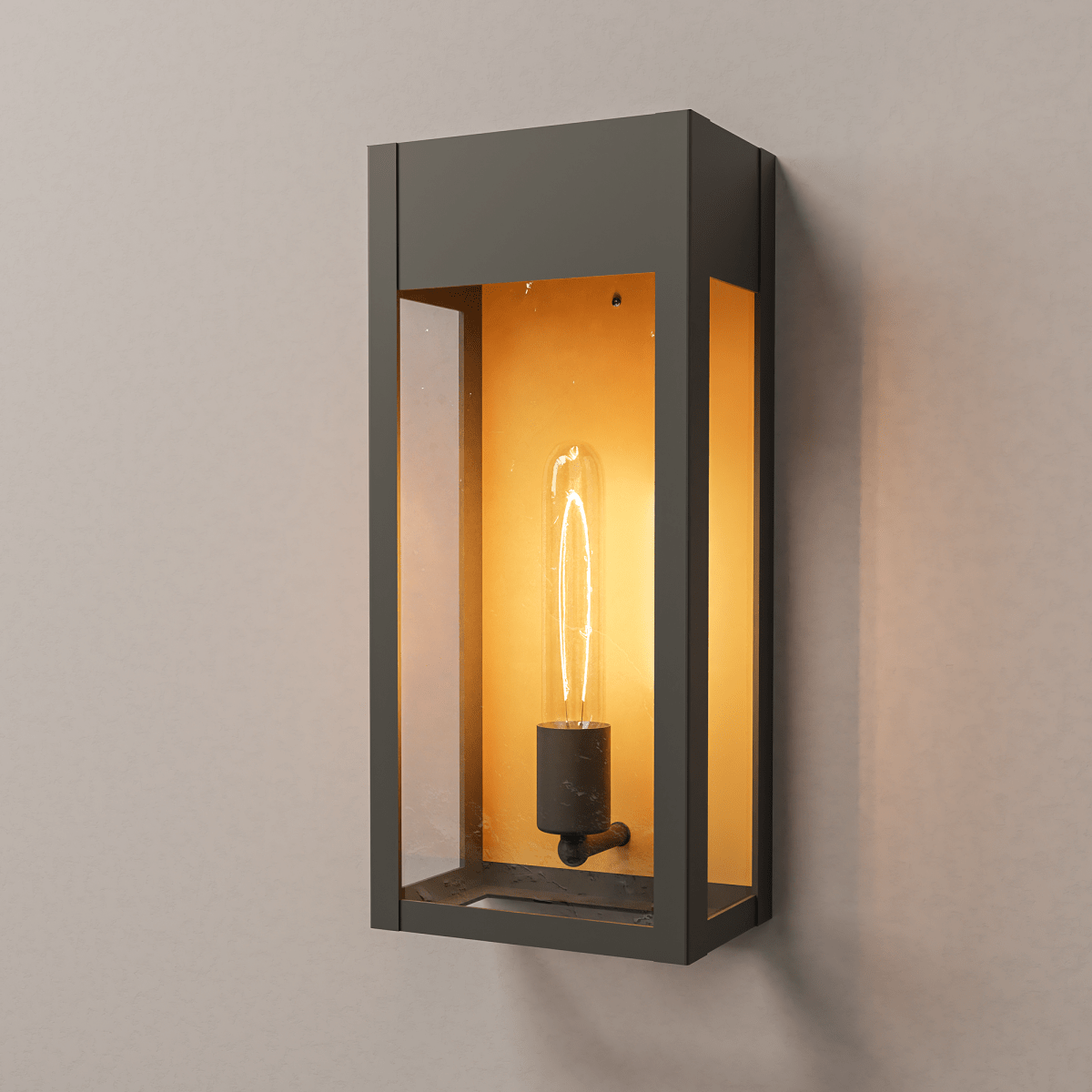 1 - Light, Outdoor Wall Sconce Light, Outdoor Lantern, E26 Socket 1X60W, Clear Glass Panels, Matte Black, 18" H x 7 1/2" W, Extends 5 1/2" from the wall - LEDMyPlace