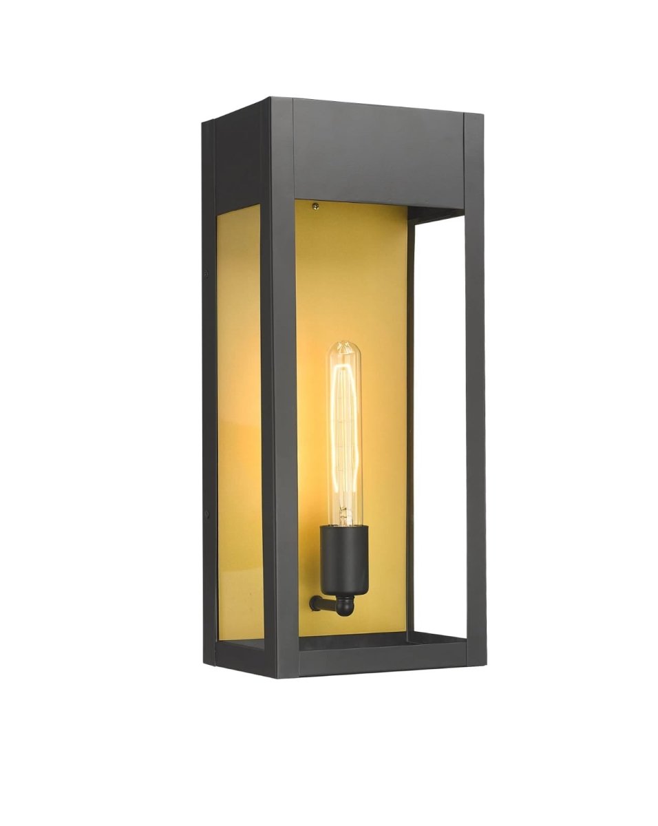 1 - Light, Outdoor Wall Sconce Light, Outdoor Lantern, E26 Socket 1X60W, Clear Glass Panels, Matte Black, 18" H x 7 1/2" W, Extends 5 1/2" from the wall - LEDMyPlace