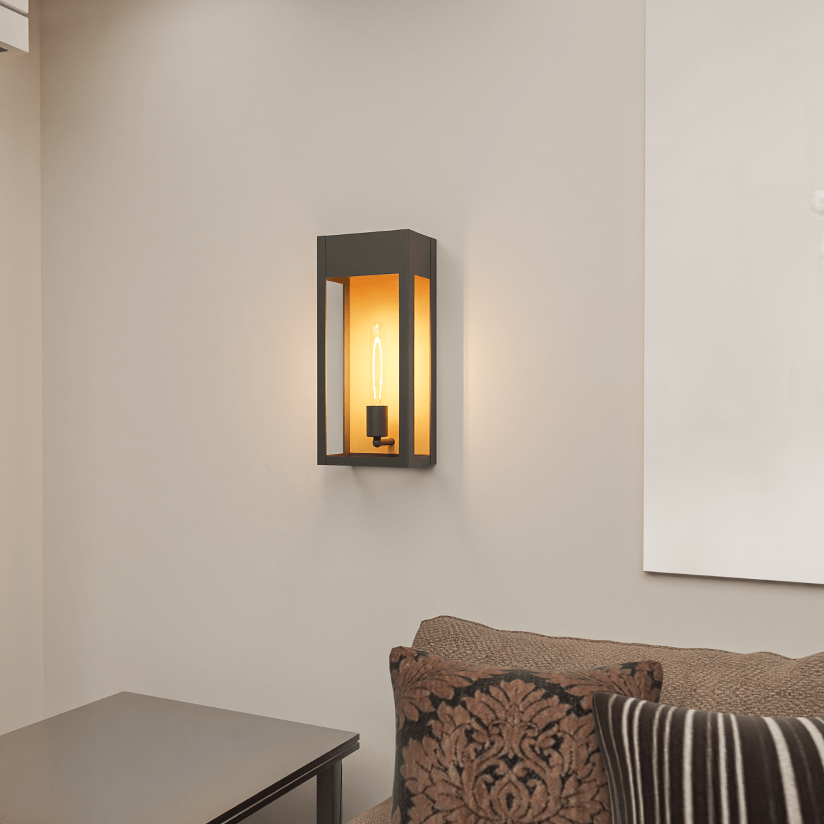 1 - Light, Outdoor Wall Sconce Light, Outdoor Lantern, E26 Socket 1X60W, Clear Glass Panels, Matte Black, 18" H x 7 1/2" W, Extends 5 1/2" from the wall - LEDMyPlace