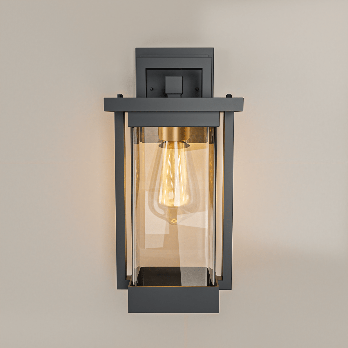 1 - Light Outdoor Wall Sconce, Matte Black, Clear Seeded Glass Shade, Outdoor Lighting Modern, Front Porch Décor, E26 Bulb, Patio Decor - LEDMyPlace