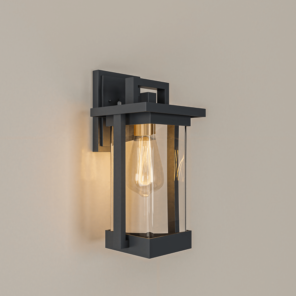 1 - Light Outdoor Wall Sconce, Matte Black, Clear Seeded Glass Shade, Outdoor Lighting Modern, Front Porch Décor, E26 Bulb, Patio Decor - LEDMyPlace