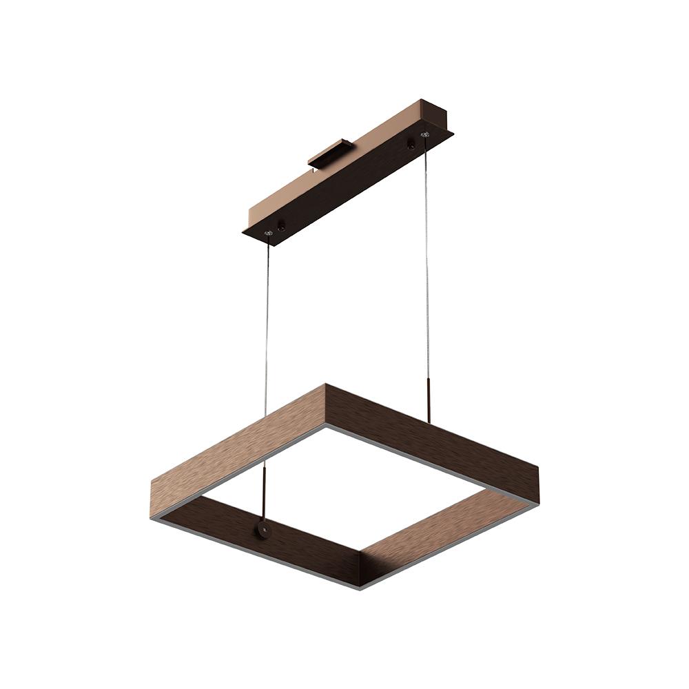 1 - Light, Square Chandelier Lighting in Brushed Brown Body Finish, 70W, 3000K(warm white), 5200LM, Dimmable, 5 Years Warranty - LEDMyPlace