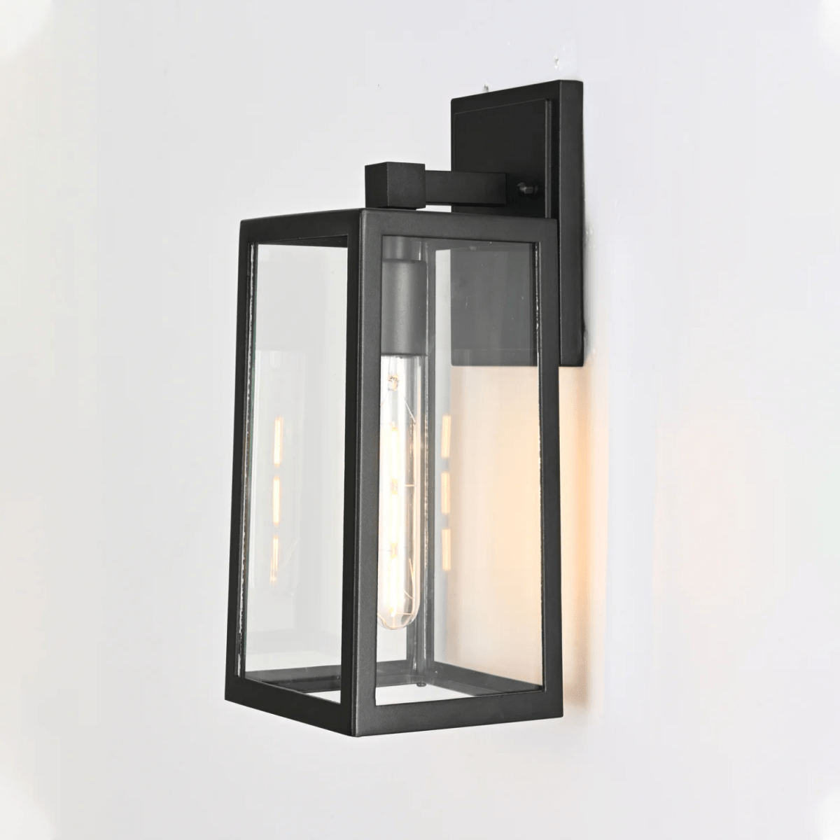 1 - Light, Wall Mount Light with Clear Glass, Black, Wall Lamp for Outside House - LEDMyPlace