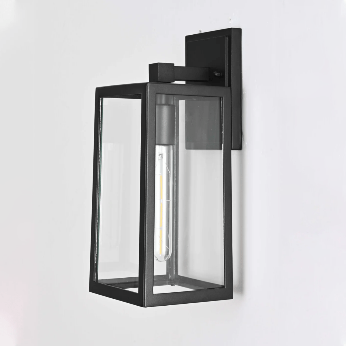 1 - Light, Wall Mount Light with Clear Glass, Black, Wall Lamp for Outside House - LEDMyPlace