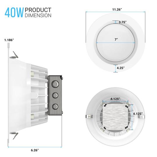 10 Inch Commercial LED Recessed Lighting, 40W, 3000LM, 5000K Daylight Recessed Lighting w/Junction Box, Dimmable, ETL, Energy Star Listed - LEDMyPlace