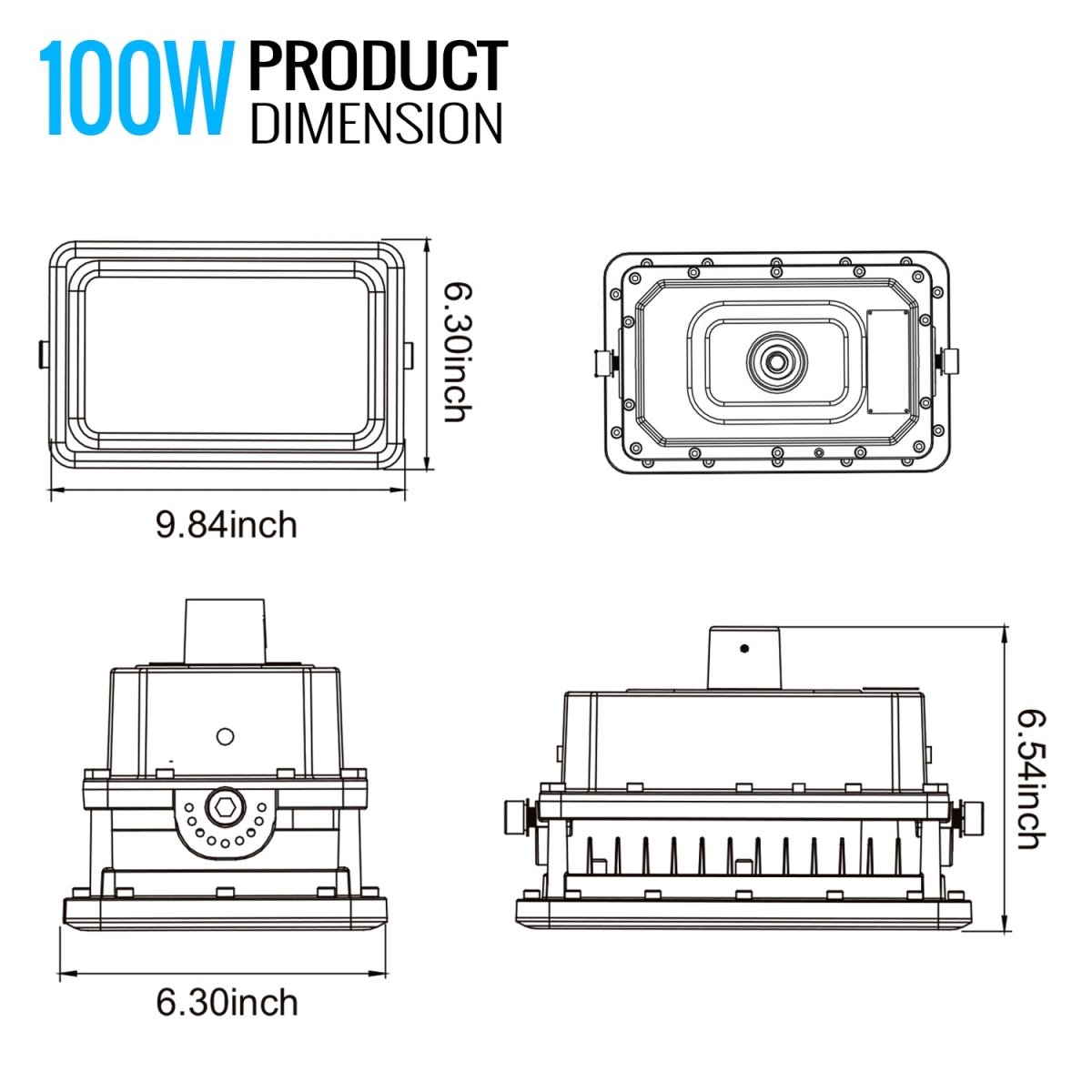 100 Watt LED Explosion Proof Flood Light, A Series, Dimmable, 5000K, 13500LM, AC100 - 277V, IP66, Hazardous Location Lighting Fixtures - LEDMyPlace