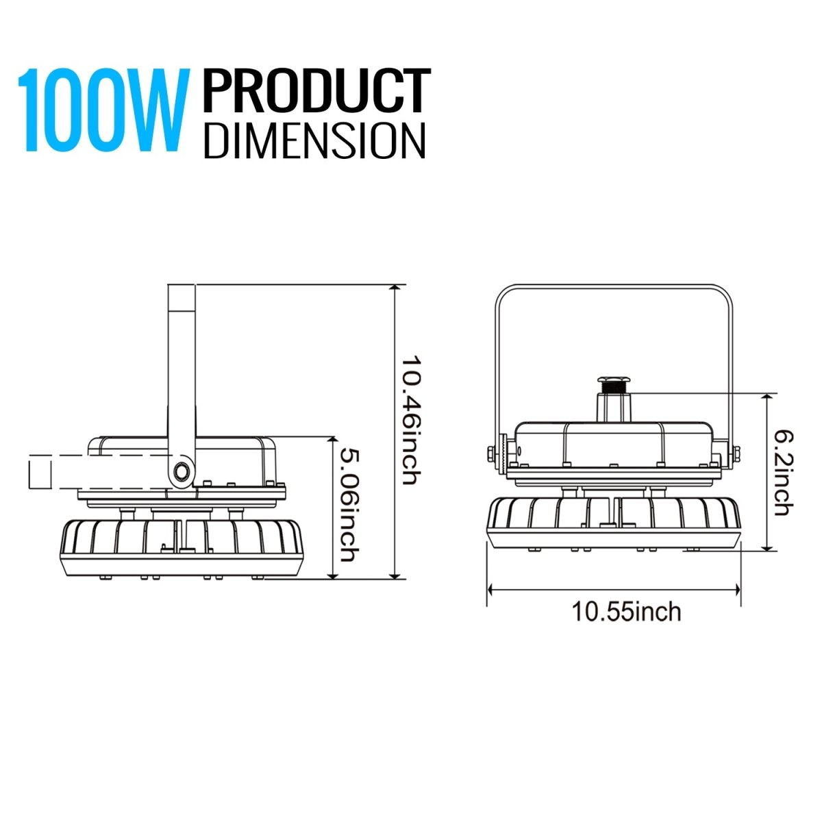 100 Watt LED Explosion Proof Round High Bay Light, B Series, Non Dimmable, 5000K, 13500LM, AC100 - 277V, IP66, Hazardous Location Lighting Fixtures - LEDMyPlace