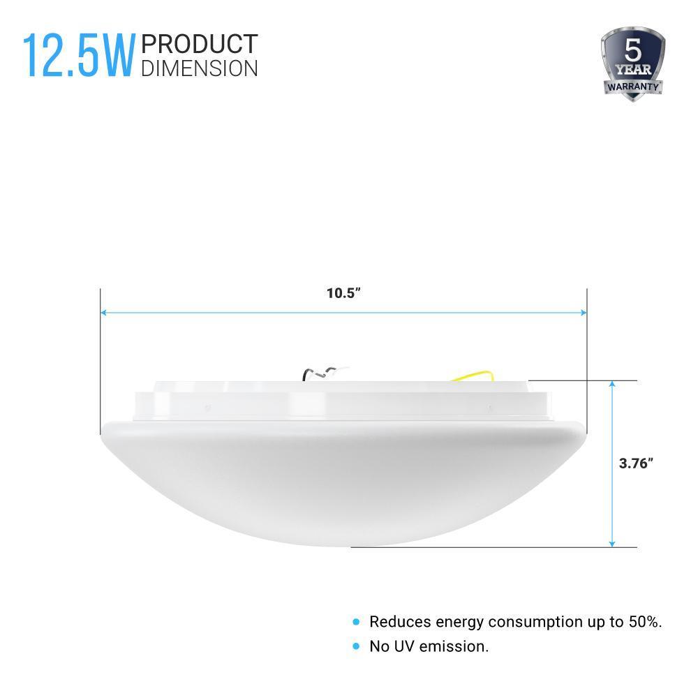 10.5 Inch Mushroom Shape LED Flush Mount Ceiling Light - 12.5 Watt, 1050 Lumens - Dimmable - Round Ceiling Light - LEDMyPlace