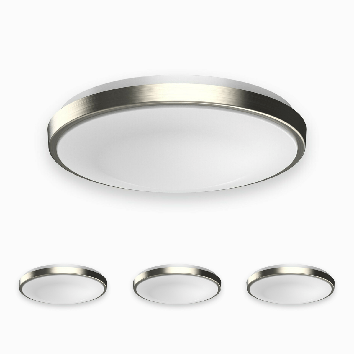 11 in. Round Brushed Nickel Dimmable Flush Mount Ceiling Light, Single Ring, 1050 Lumens, Power 15W, 3 Color Switchable (3000K/4000K/5000K) - LEDMyPlace