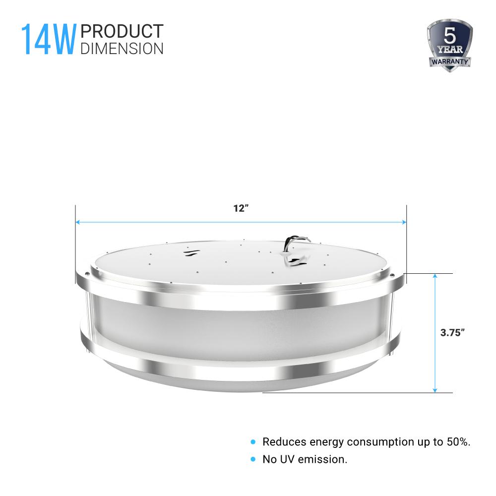 12 in. Dimmable LED Flush Mount Ceiling Lights, Double Ring, 14W, 1100LM, 3000K Warm White, Brushed Nickel Finish Steel, ETL Listed, For Hallway Kitchen Stairwell - LEDMyPlace