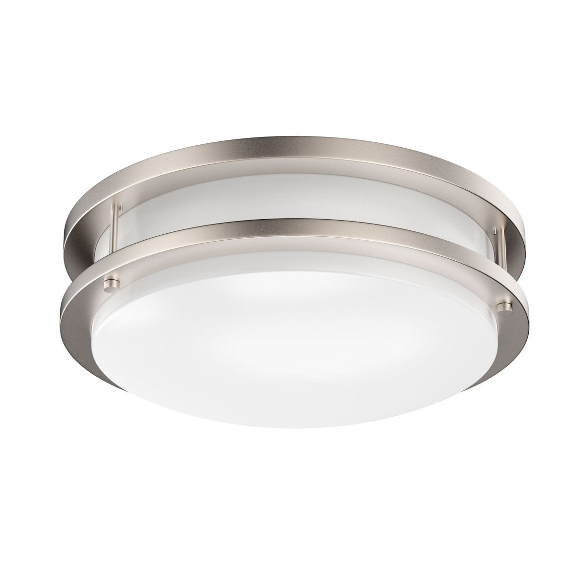 12 in. Dimmable LED Flush Mount Ceiling Lights, Double Ring, 14W, 1100LM, 3000K Warm White, Brushed Nickel Finish Steel, ETL Listed, For Hallway Kitchen Stairwell - LEDMyPlace