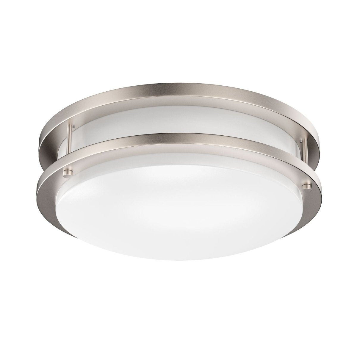 12 Inch Dimmable LED Flush Mount Ceiling Lights, Double Ring, 18W 1050LM, 3000K/4000K /5000K Changeable Ceiling Lights, Brushed Nickel Finish Ceiling Lamp For Kitchen Hallway Bedroom Laundry - LEDMyPlace