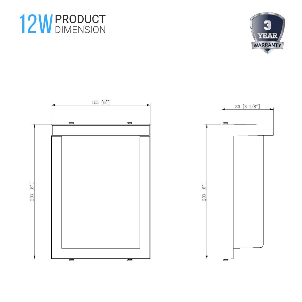 12W Rectangle Shape LED Outdoor Wall Sconce, Painted Silver Finish, White Acrylic Shade, ETL Listed - LEDMyPlace