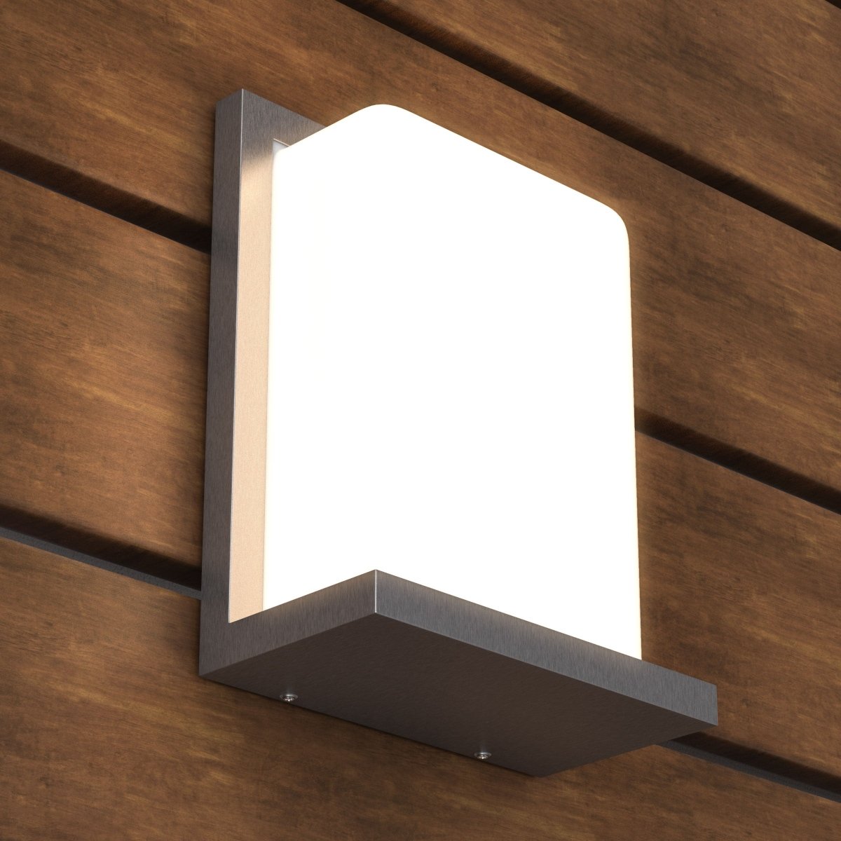 12W Rectangle Shape LED Outdoor Wall Sconce, Painted Silver Finish, White Acrylic Shade, ETL Listed - LEDMyPlace