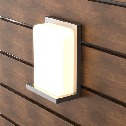 12W Rectangle Shape LED Outdoor Wall Sconce, Painted Silver Finish, White Acrylic Shade, ETL Listed - LEDMyPlace