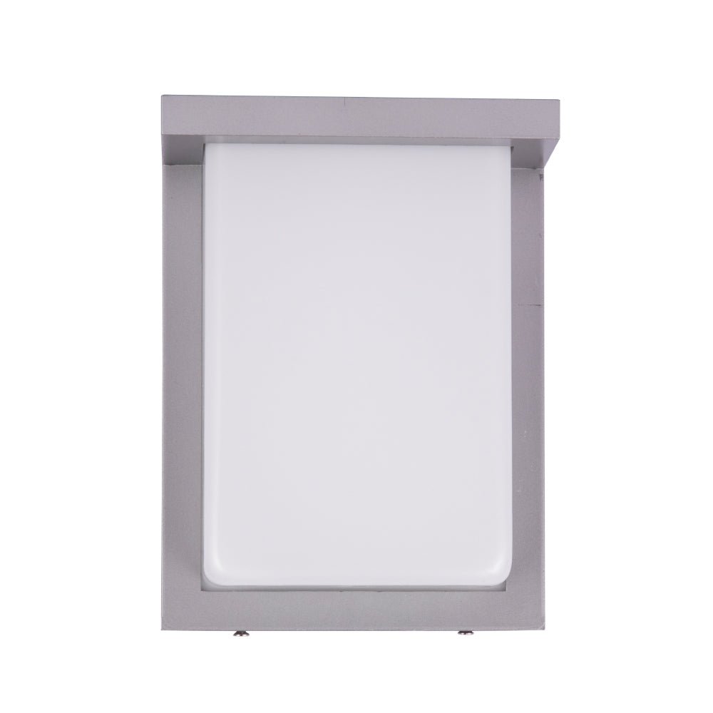 12W Rectangle Shape LED Outdoor Wall Sconce, Painted Silver Finish, White Acrylic Shade, ETL Listed - LEDMyPlace