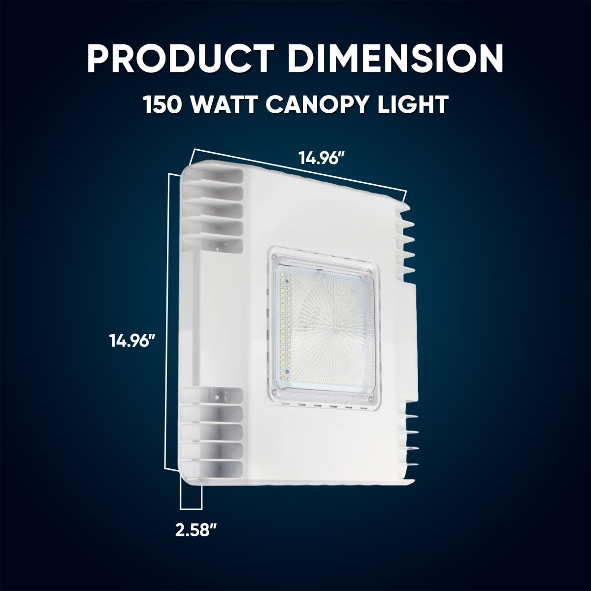 150 Watt LED Canopy Light, 5700K, 19000LM, AC100 - 277V, DLC Premium Recessed Surface Mount, For High Bay Carport, Gas Stations, Indoor Parking, Underpasses, Loading Docks, Outdoor Area Light - LEDMyPlace