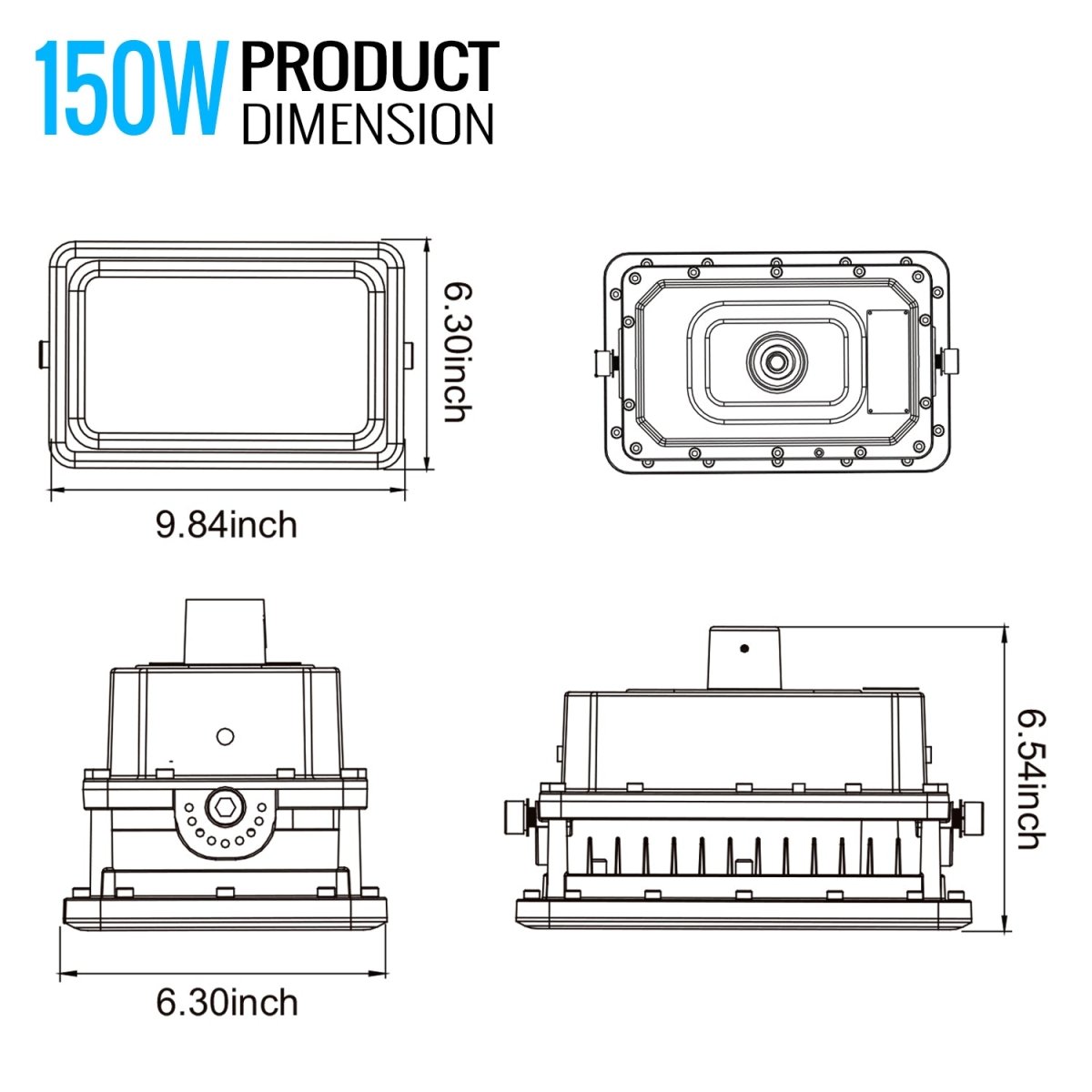 150 Watt LED Explosion Proof Flood Light, A Series, Dimmable, 5000K, 20250LM, AC200 - 480V, IP66, Hazardous Location Lighting Fixtures - LEDMyPlace