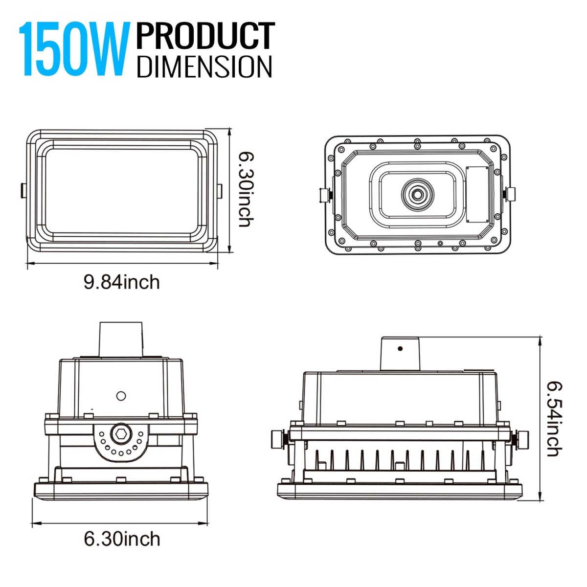 150 Watt LED Explosion Proof Flood Light, D Series, Non Dimmable, 5000K, 20250LM, AC100 - 277V, IP66, Hazardous Location Lighting Fixtures - LEDMyPlace