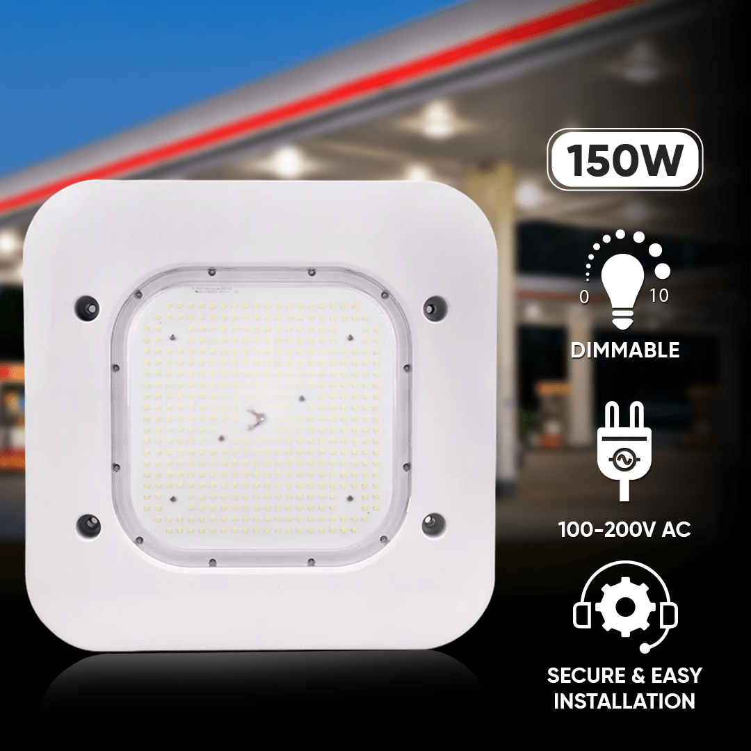 150W LED Canopy Light, 15600LM, 5700K, UL, Damp/Wet Locations, For Gas Stations, High Bay Carport, Indoor Parking, Underpasses, Loading Docks, Outdoor Area Light - LEDMyPlace