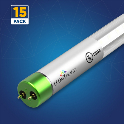 T8 4ft LED Tube/Bulb - Glass 18W 1800 Lumens 4000K Clear, Plug N Play, Double End Power - Ballast Compatible (Check Compatibility List)