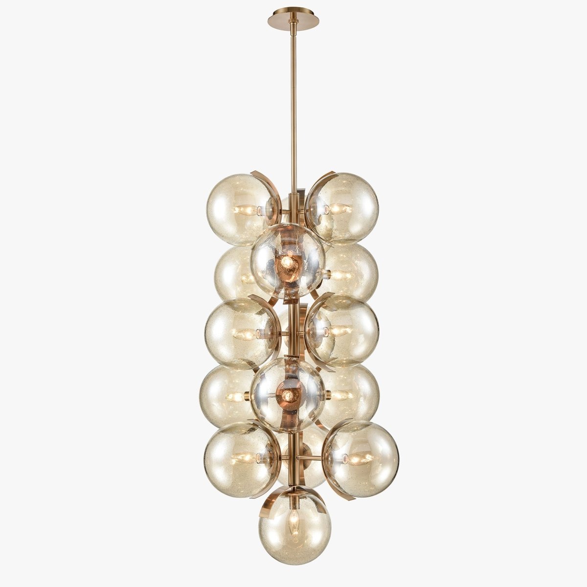 16 - Light Modern Glass Ball Bubble Chandelier New Brass Finish Hardware with Mercury Glass, E12 Base - LEDMyPlace