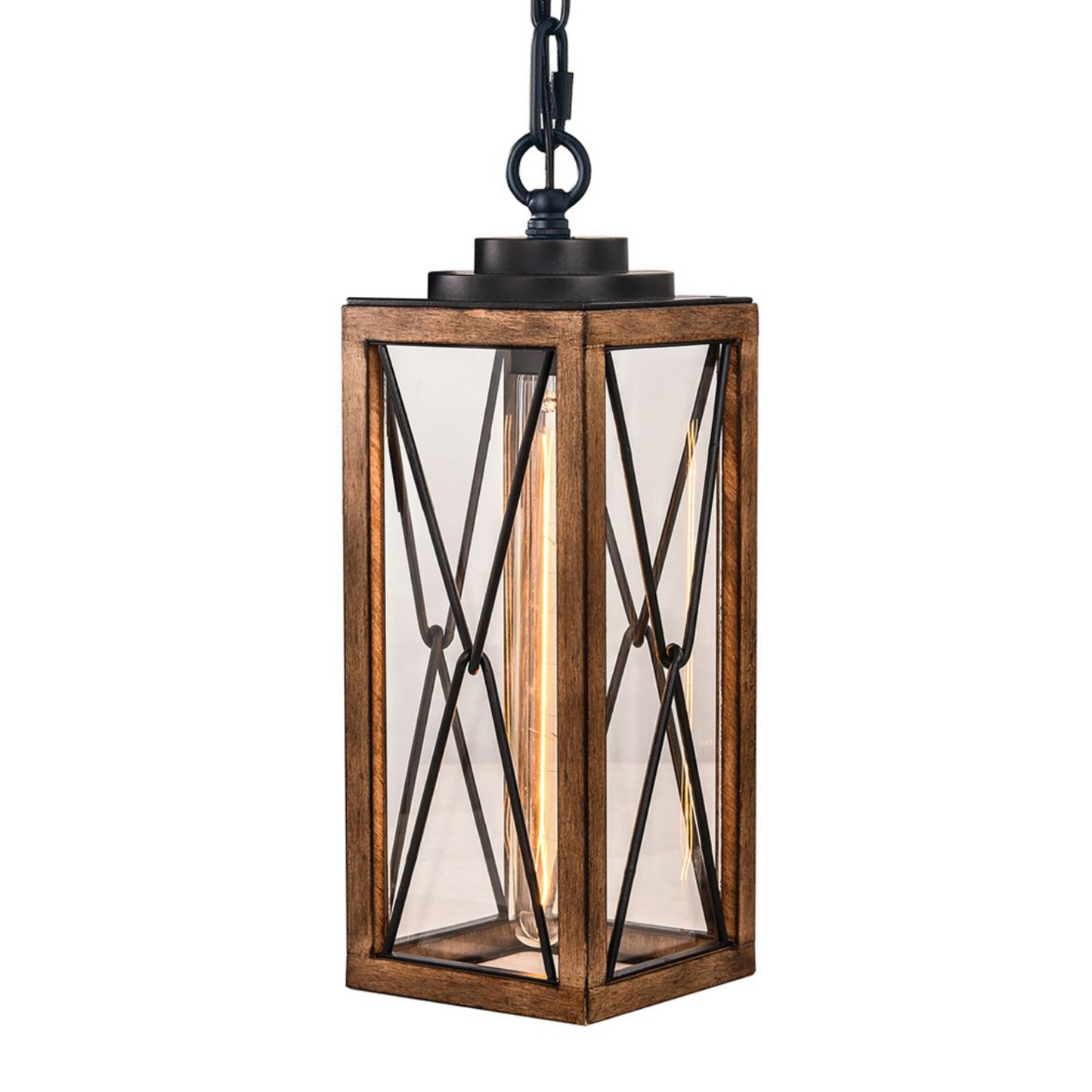 Outdoor Pendant Light Farmhouse Exterior Hanging Lantern with Clear Glass Shade for Porch, Patio, Entryway, ETL List