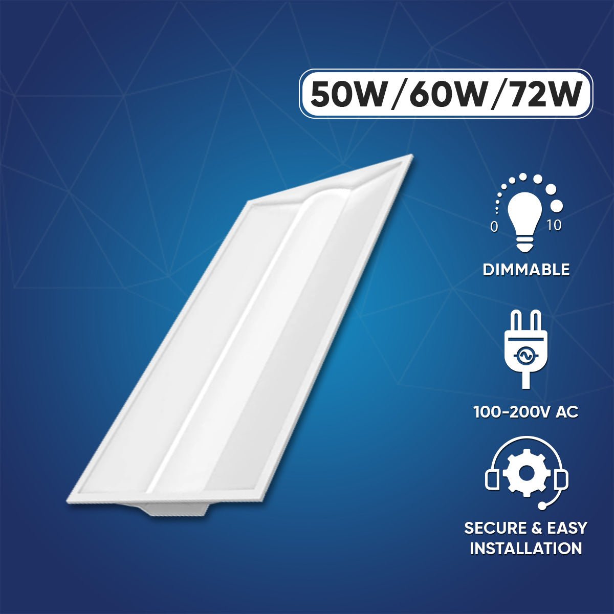 2 ft. x 4 ft. LED Center Basket Troffers, 50W/60W/72W Switchable, 4000K/5000K/6500K CCT Changeable, Dip Switch, 0 - 10V Dim, 100V - 277V, ETL, DLC 5.1 Listed, Recessed Light Fixtures 2 - Pack - LEDMyPlace