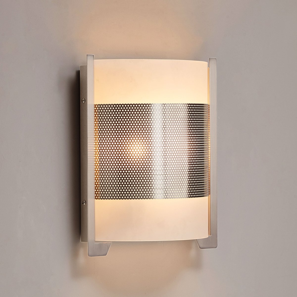 2 - Light Brushed Nickel Wall Sconce, White Glass shade, Dimension: W10"xH11.75"xE4" - LEDMyPlace