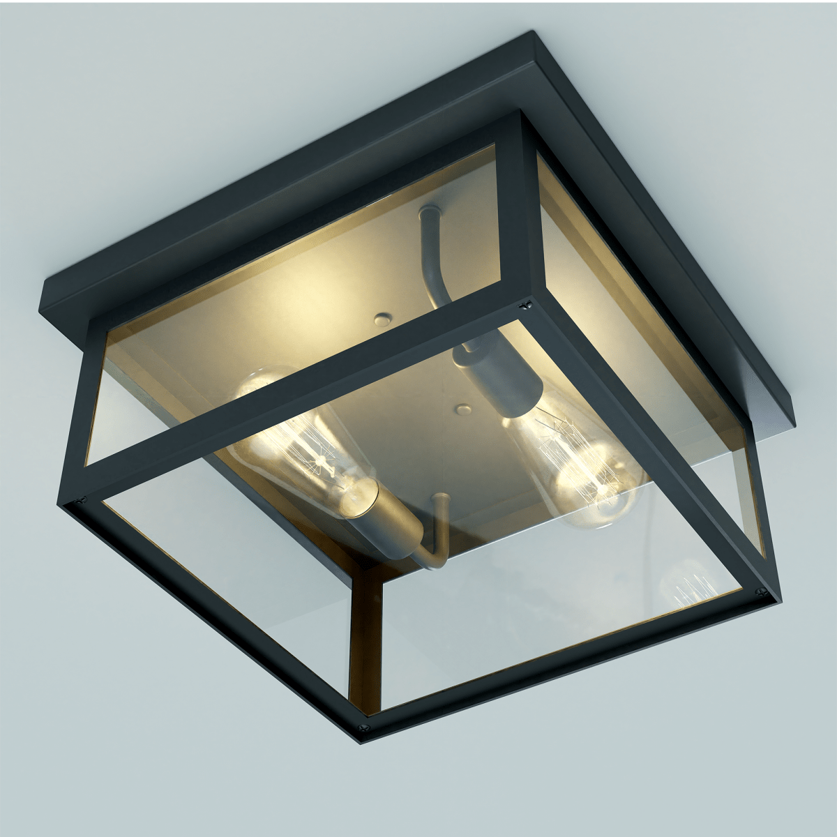 2 - Light Outdoor Ceiling Lights Black Outdoor Flushmount - LEDMyPlace