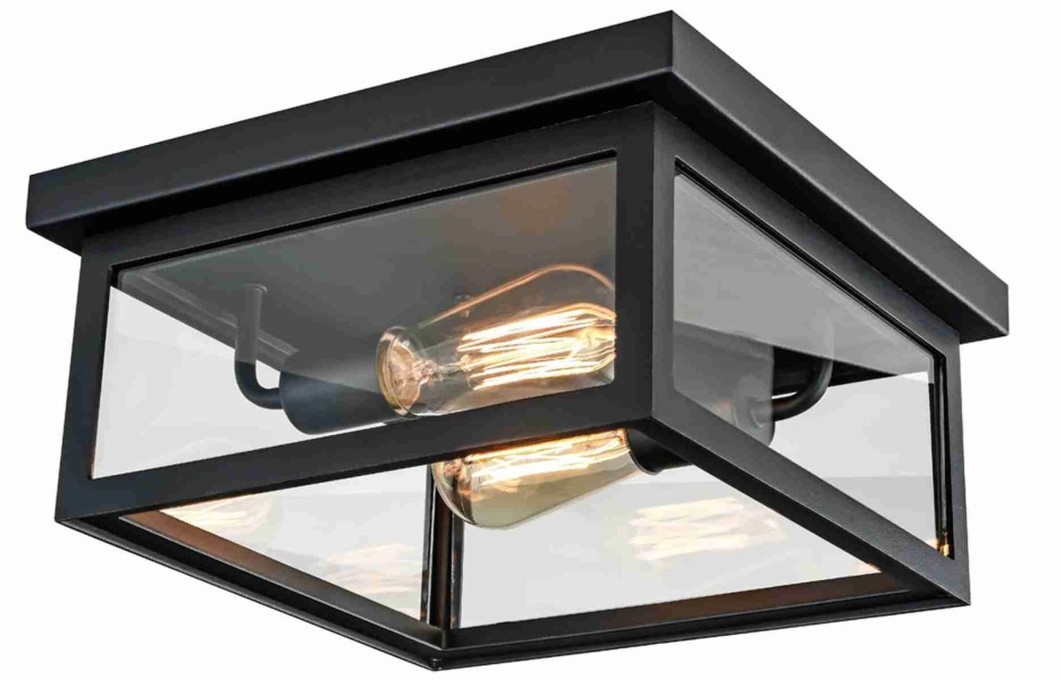 2 - Light Outdoor Ceiling Lights Black Outdoor Flushmount - LEDMyPlace