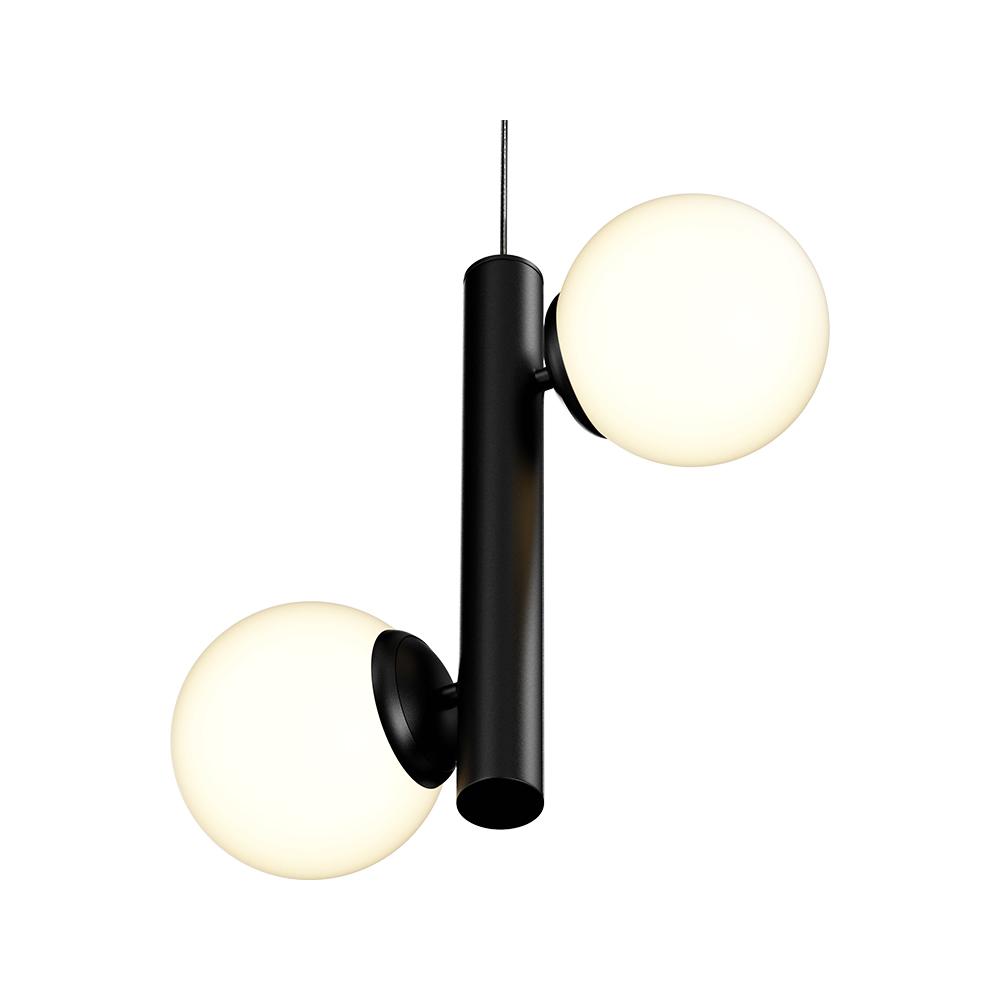 2 - Lights, Globe Pendant Chandelier, 17W, 3000K, Matte Black Body Finish, Dimmable - LEDMyPlace