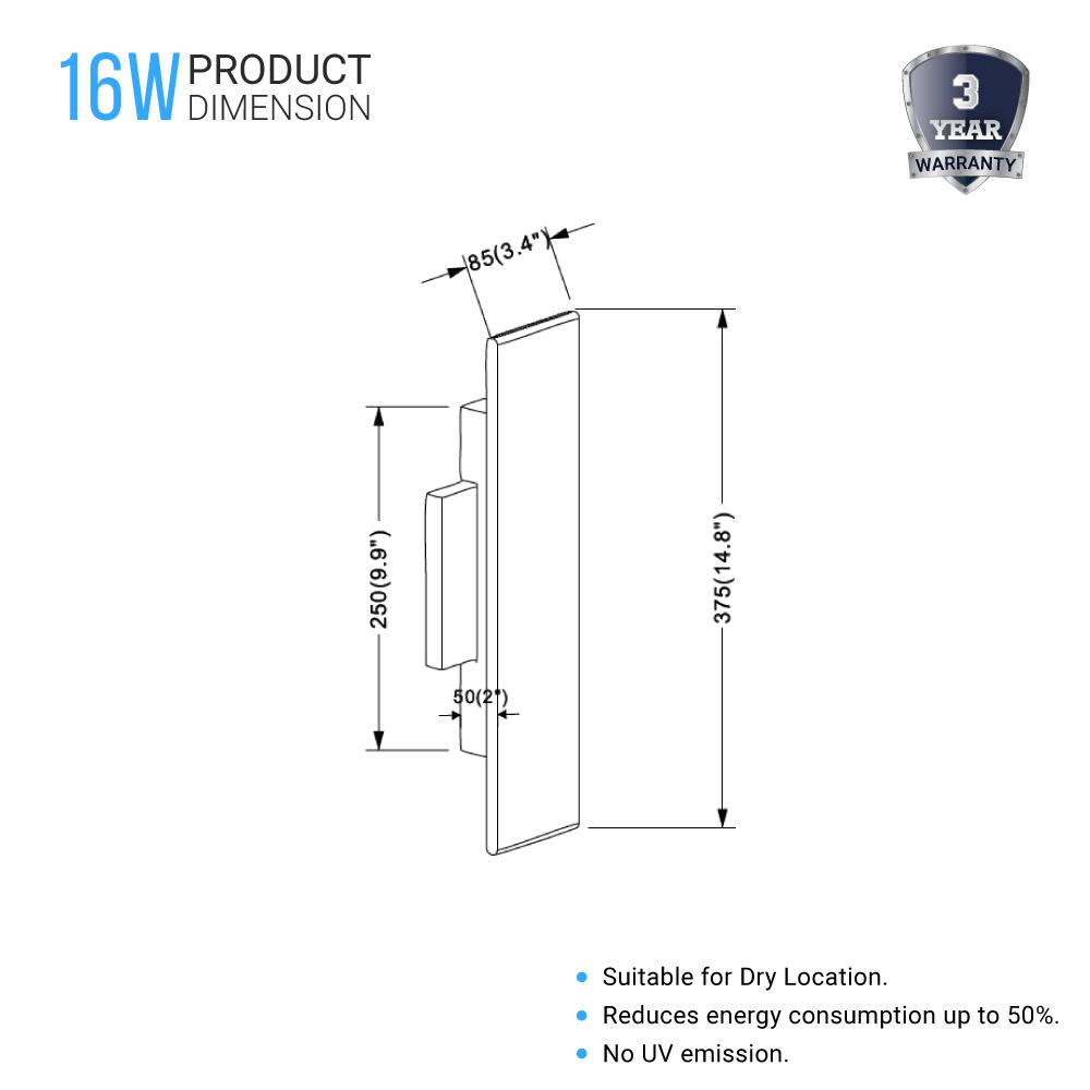 2 - Lights, Indoor Rectangular Wall Sconce with Brushed brown Body Finish, 3000K, Dimmable - LEDMyPlace