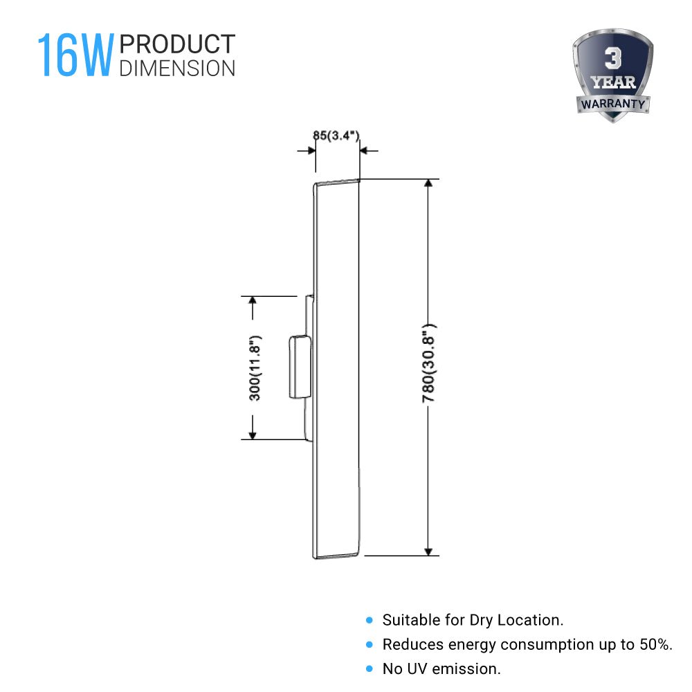 2 - Lights, Indoor Rectangular Wall Sconce with Brushed brown Body Finish, 3000K, Dimmable - LEDMyPlace