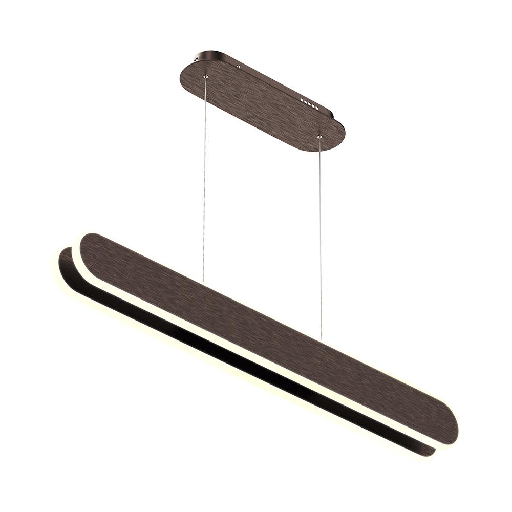 2 - Lights, LED Linear Suspension Light, Pendant Mounting, 40W, 3000K, 2000LM, Brushed brown Body Finish, Dimmable - LEDMyPlace