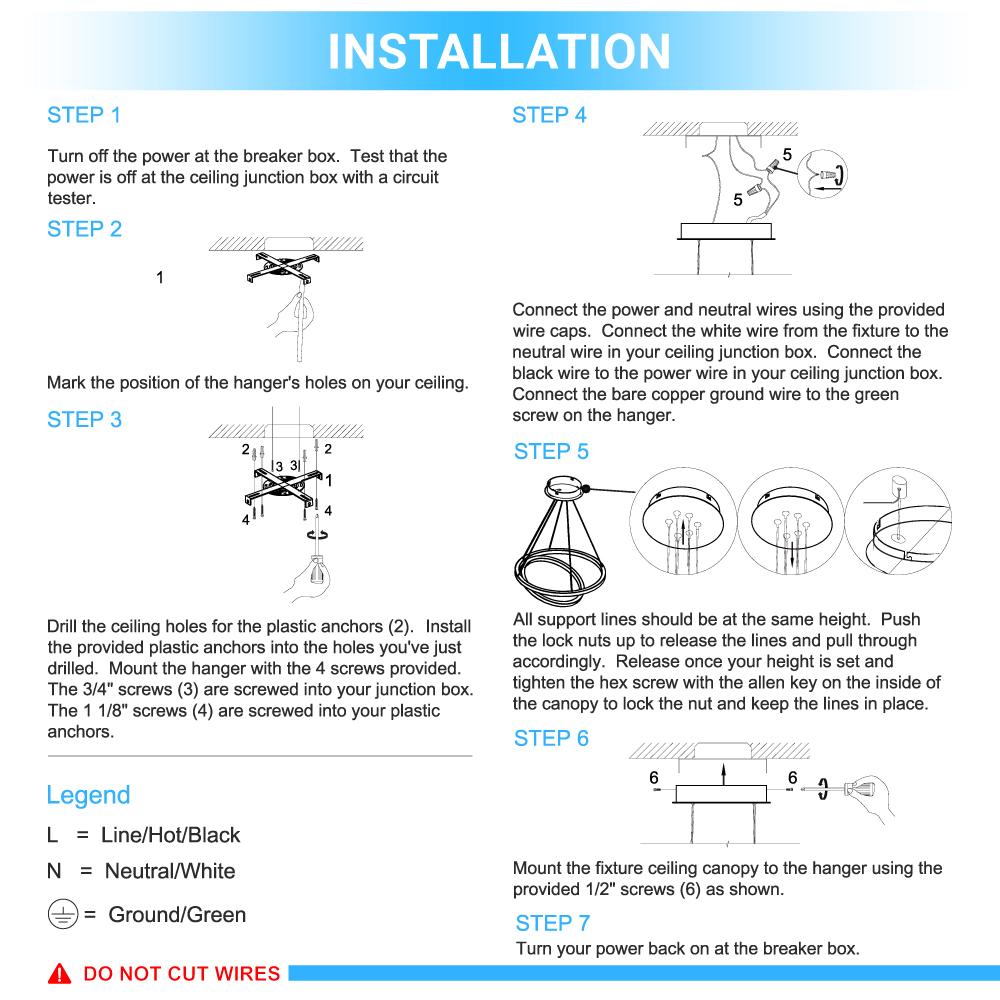 2 - Ring, Circular LED Chandelier, 60W, 3000K, 2800LM, Dimmable, 5 Years Warranty - LEDMyPlace