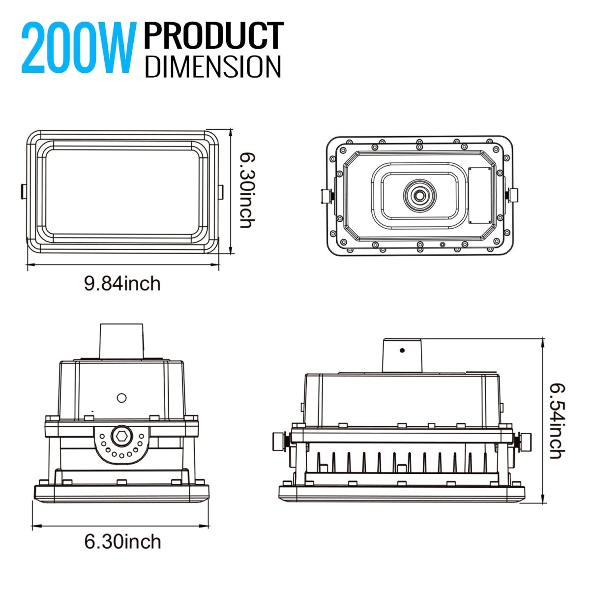 200 Watt LED Explosion Proof Flood Light, A Series, Dimmable, 5000K, 27000LM, AC100 - 277V, IP66, Hazardous Location Lighting Fixtures - LEDMyPlace