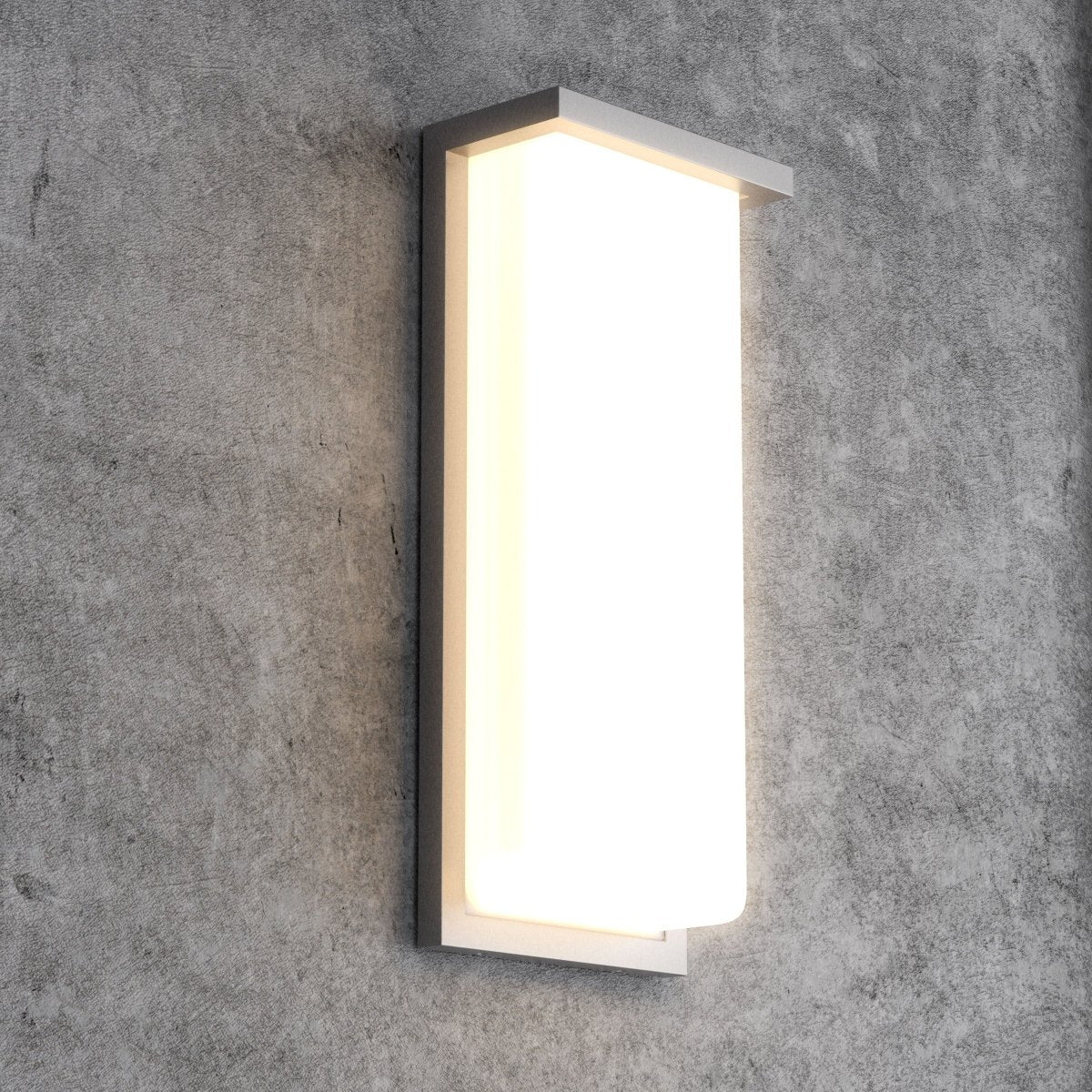 20W Modern LED Outdoor Wall Sconce Light 5000K 600LM White Acrylic Shade, 120 - 277V Non - Dimmable, ETL Listed, Wet Location, Painted Silver Finish - LEDMyPlace