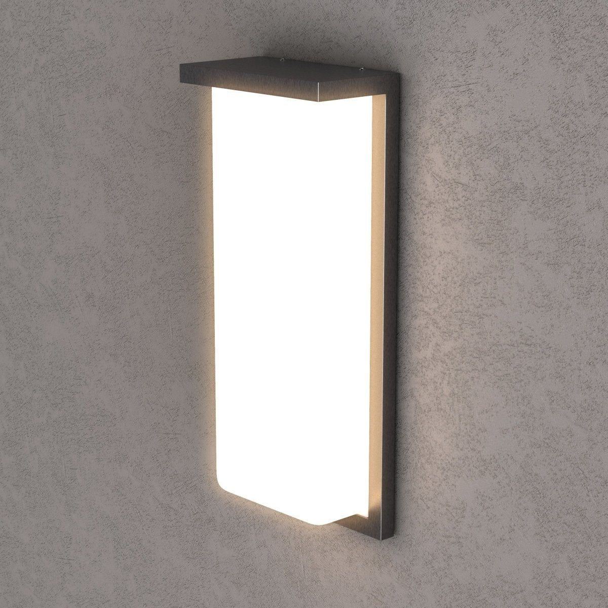 20W Modern LED Outdoor Wall Sconce Light 5000K 600LM White Acrylic Shade, 120 - 277V Non - Dimmable, ETL Listed, Wet Location, Painted Silver Finish - LEDMyPlace